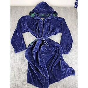 Pendleton Men's Cotton Mid Length Long Sleeve Robe Size M-L Blue Hooded Belted
